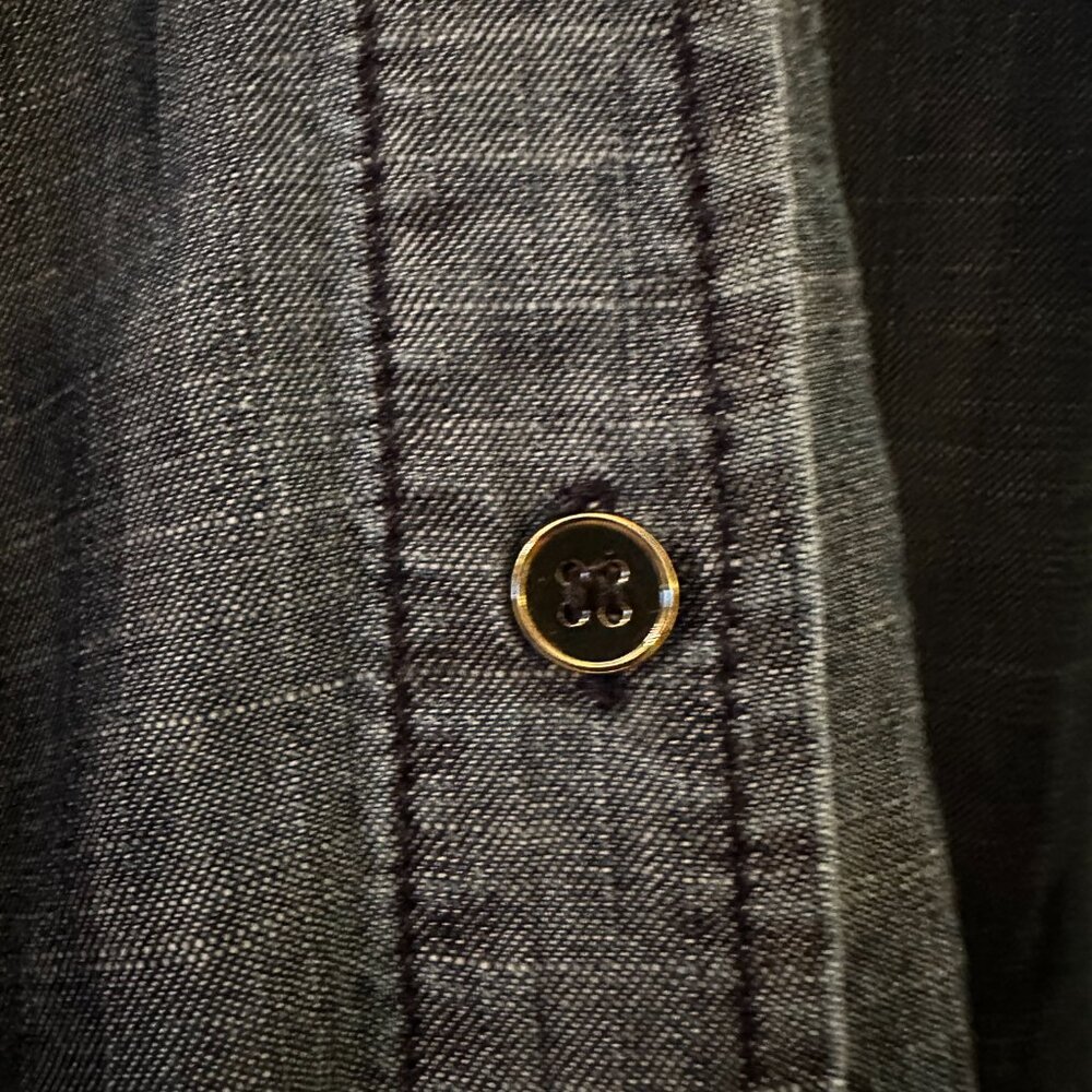 Trina Turk Deep Denim Shirt with Neck Ties - Size Large- Barely Worn - Picture 8 of 8